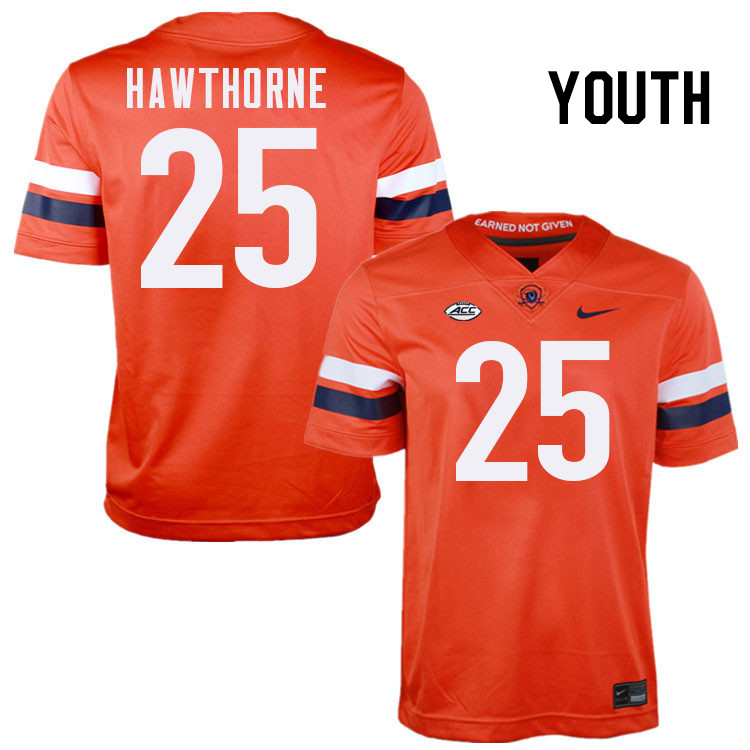 Youth Virginia Cavaliers #25 Donte Hawthorne College Football Jerseys Stitched-Orange
